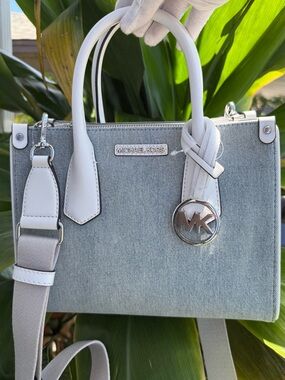 NWT Michael Kors Maple East/West Satchel Denim $228 Bag Purse